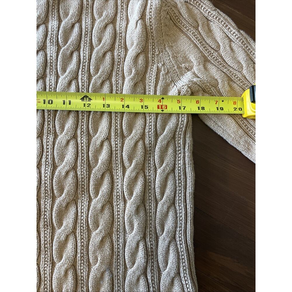 Lands End Drifter Tan Cable Knit Sweater Fisherman Cabin Natural Minimalist‎ - Picture 5 of 10